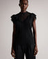 KAELLY-Tops-Pleated Mesh Top With Frill- Ted Baker Romania